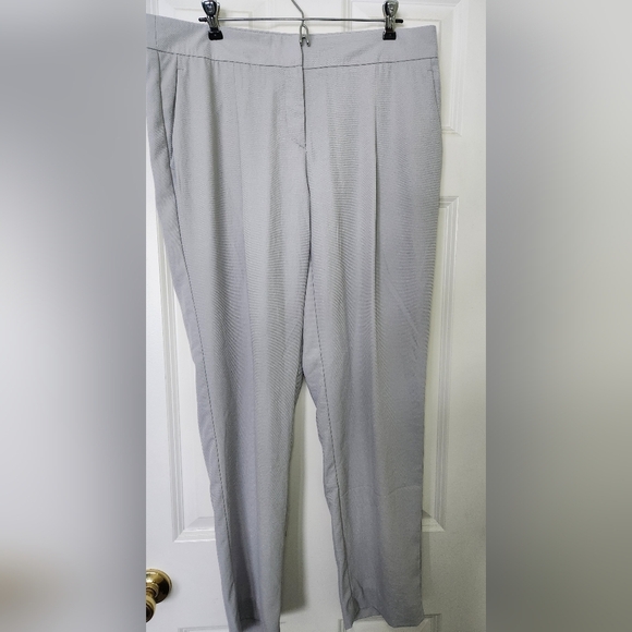 Halston Dove Gray Flat Front Straight Leg Dress Pants Womens Size 8 - Picture 1 of 7